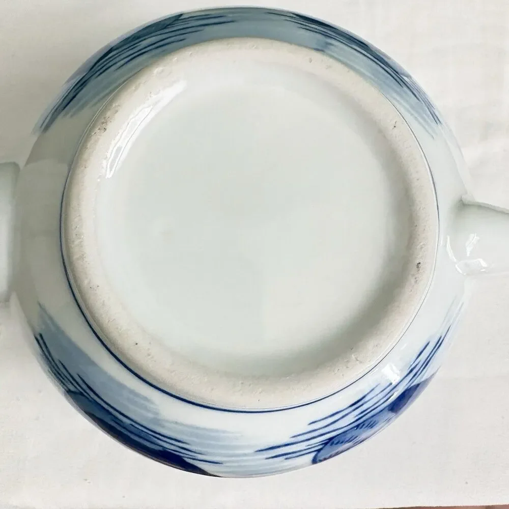 Vintage Small Chinese Blue and White Porcelain Teapot Ducks 4.5”